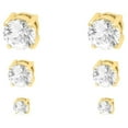 thumbnail image 1 of 3 Pair Cubic Zirconia Stud Earrings Set - Classic Round Crystal Studs in Gold Tone Jewelry Earring Gold, 1 of 7