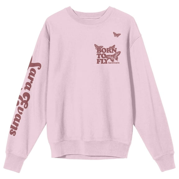 Sara Evans Born To Fly Adult Cradle Pink Crew Neck Long Sleeve Sweatshirt-Medium