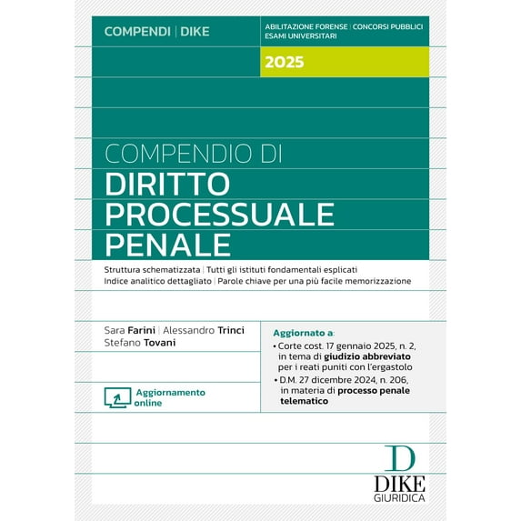 Sara Farini,Alessandro Trinc Compendio di diritto processuale penale 2025. Con aggi (Paperback)