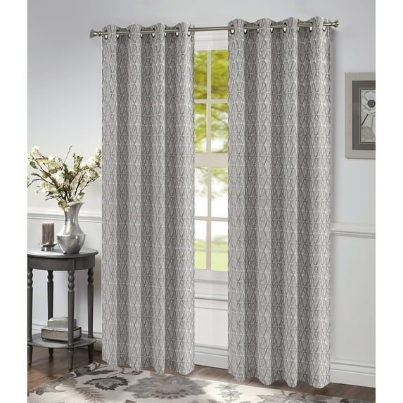 Sara Jacquard Grommet Window Panel, Silver, 54x84 Inches