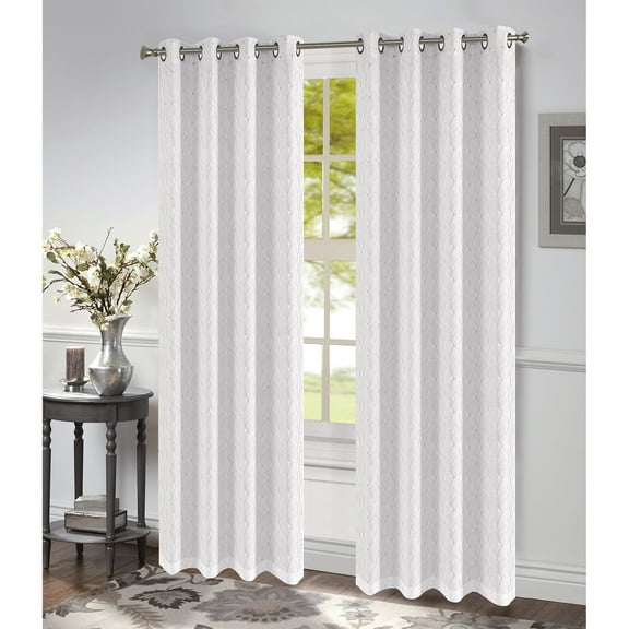Sara Jacquard Grommet Window Panel, White, 54x84 Inches