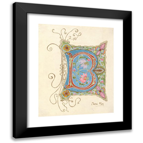 Sara Ker 15x18 Black Modern Framed Museum Art Print Titled - Illuminated Initial (ca. 1893)