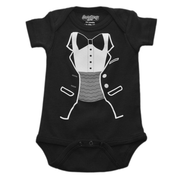 Sara Kety Funny Tiny Tux Baby Romper for Newborn Boy, Tiny Tux Jumpsuit (0–06 Months)