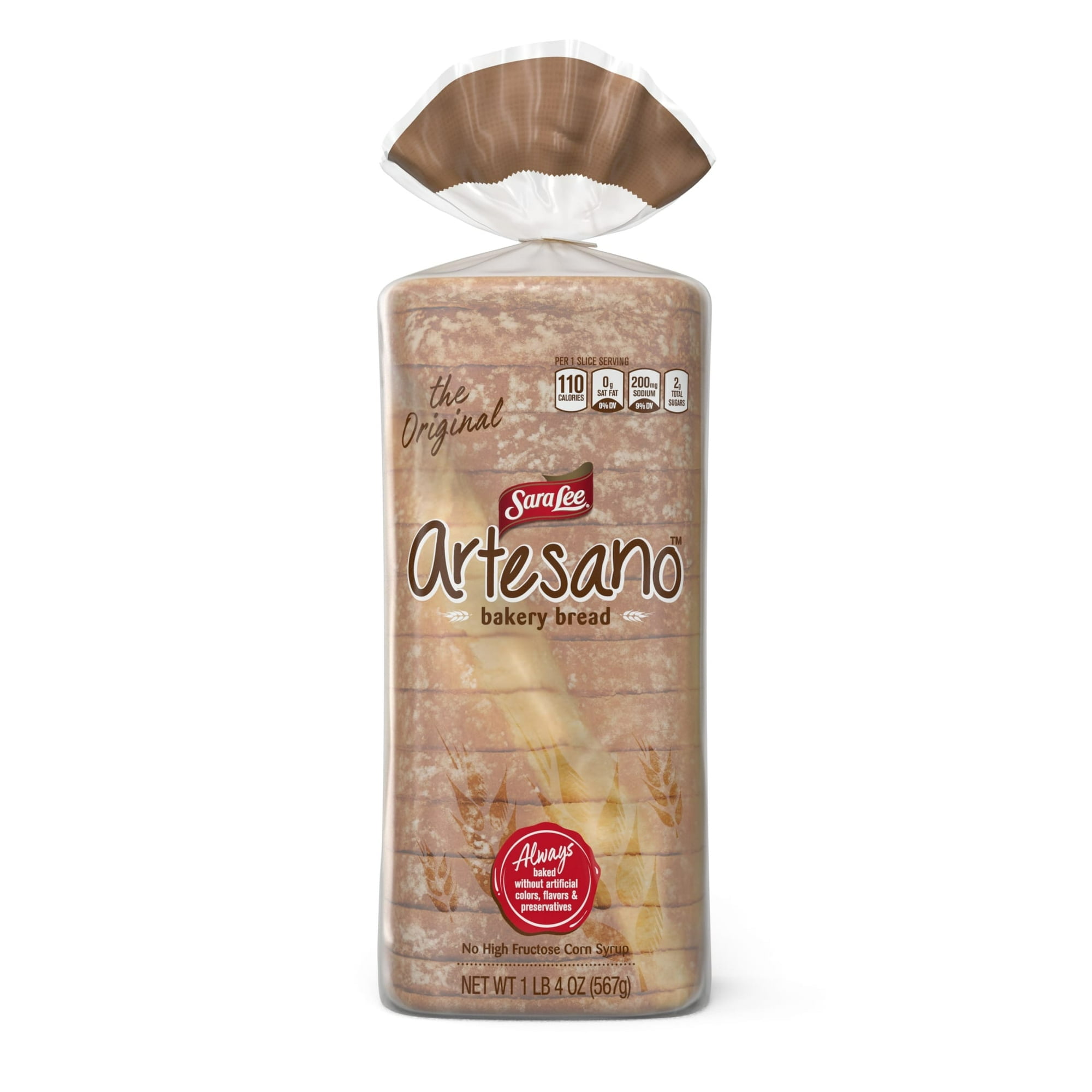 Sara Lee Artesano Original Bread, 20 oz, Soft White Pre-sliced White Bread, Bag (Pack of 7)