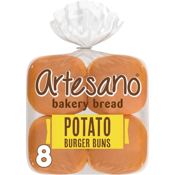 Artesano Potato Buns, 8 count, Hamburger Buns, 15 oz Bag