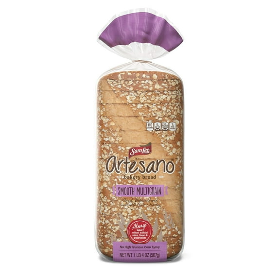 Sara Lee Artesano Smooth Multigrain Bread, 20 oz, Soft Whole Wheat Pre-sliced Multigrain Bread, Bag -Pack Of 2