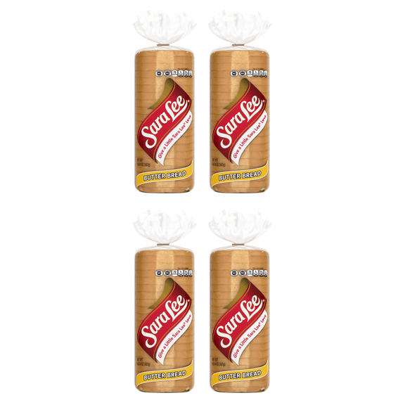 Sara Lee Butter Bread, 20 oz, Soft White Bread, Bag (Pack of 4)