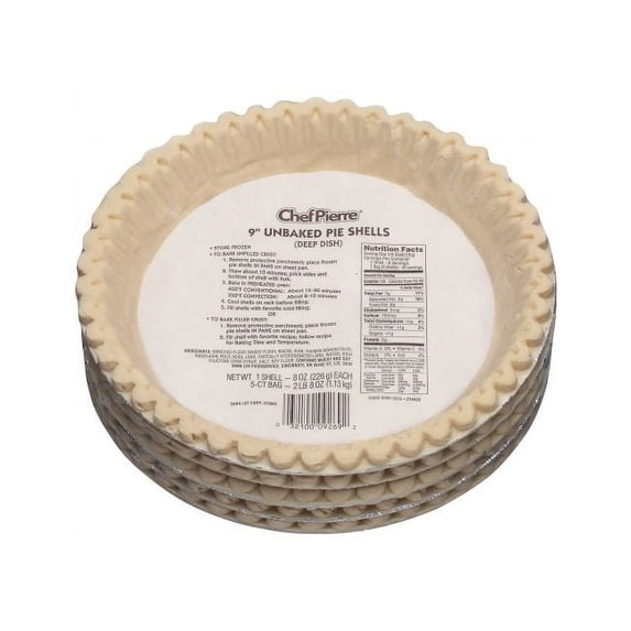 Sara Lee Chef Pierre Unbaked Lard Shortening Pie Shell, 9 inch 20 per case.
