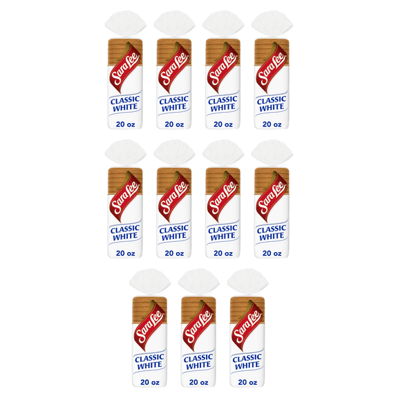 Sara Lee Classic Bread, 20 oz, Soft Plain White Bread, (Pack of 11)