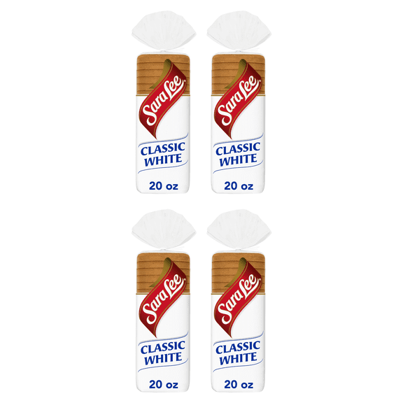 Sara Lee Classic Bread, 20 oz, Soft Plain White Bread, (Pack of 4)
