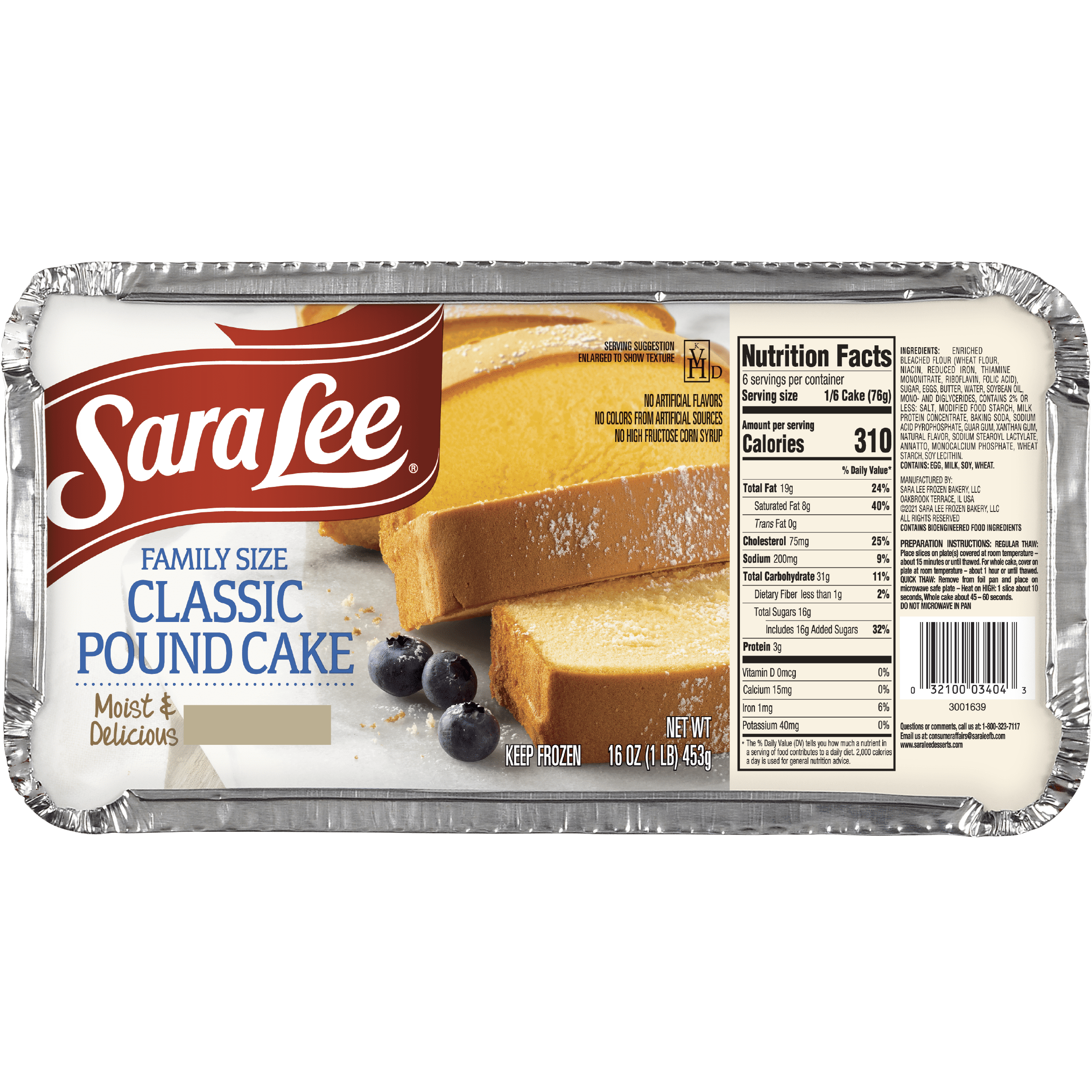 Sara Lee® Classic Pound Cake 16oz (Frozen) 