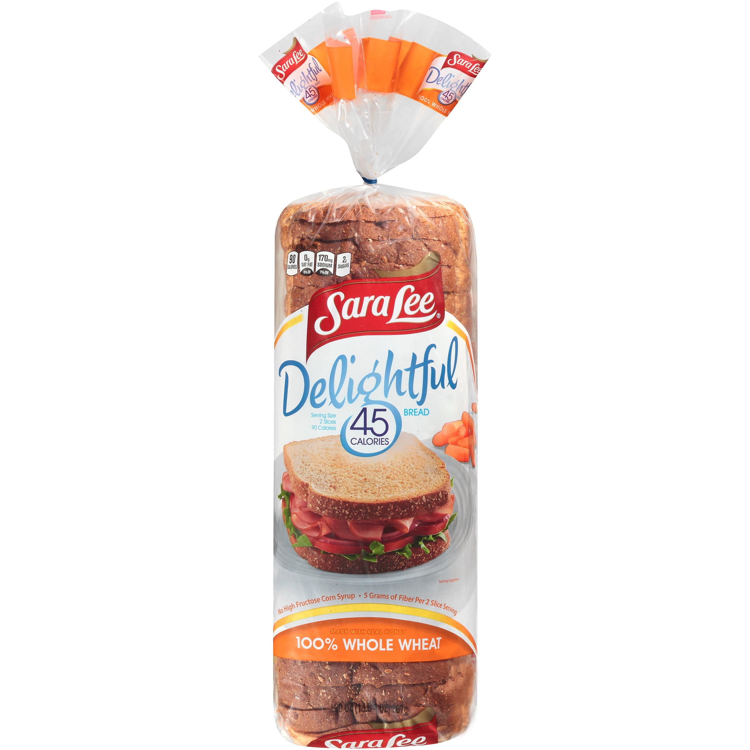 Sara Lee Delightful 100% Whole Wheat Bread Loaf, 20 oz, 26 Count