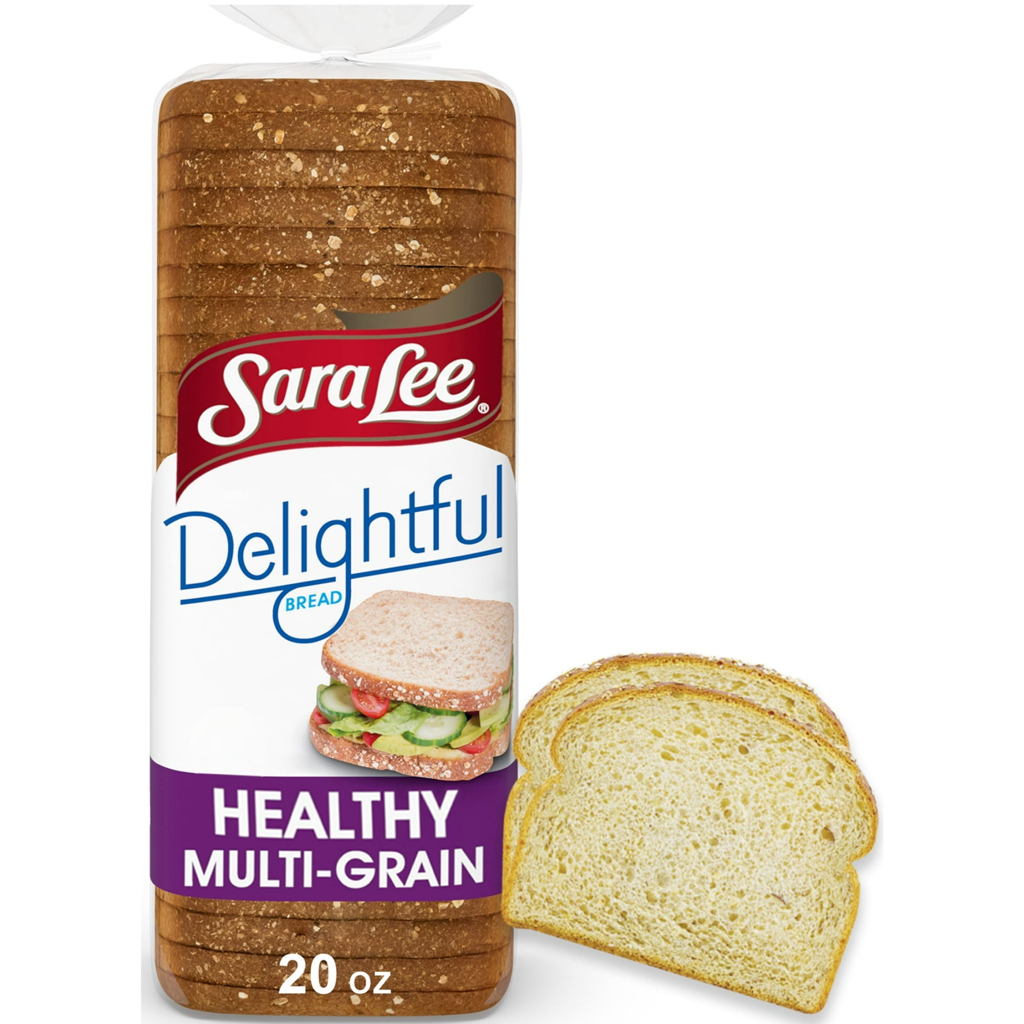 Sara Lee Delightful Multi-Grain Bread, 20 oz, Soft Multigrain Bread, Bag -Pack Of 7