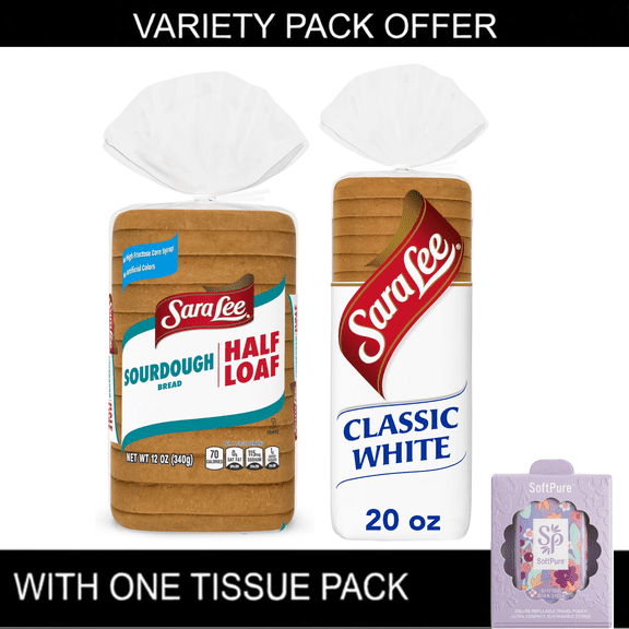 Sara Lee Sourdough Bread, Half Loaf, 12 oz, Sandwich Bread, Bag | Sara Lee Classic Bread, 20 oz, Plain White Bread, Bag