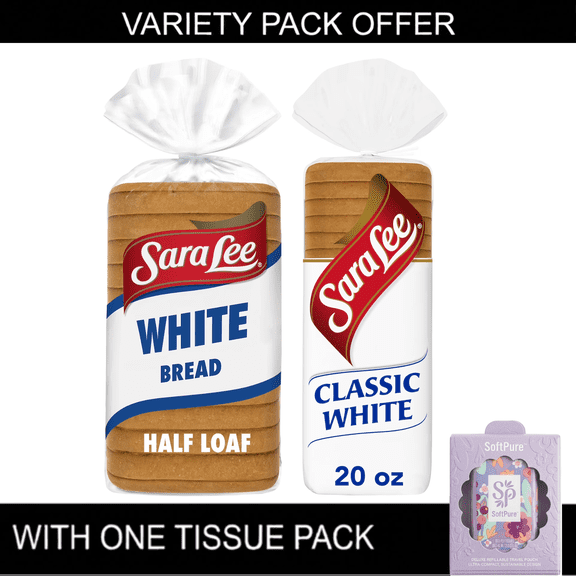 Sara Lee White Bread, Half Loaf, 12 oz, Sandwich Bread, Bag | Sara Lee Classic Bread, 20 oz, Plain White Bread, Bag