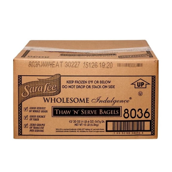 Sara Lee Wholesome Indulgence Whole Wheat Bagel, 3.3 Ounce - 72 per case.