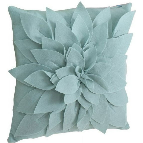 Sara's Garden Petal Decorative Throw Pillow. 17 Inch Square (Aqua, Case+Insert)