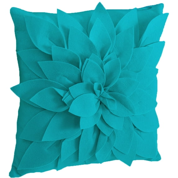 Sara's Garden Petal Decorative Throw Pillow. 17 Inch Square (Teal, Case+Insert)