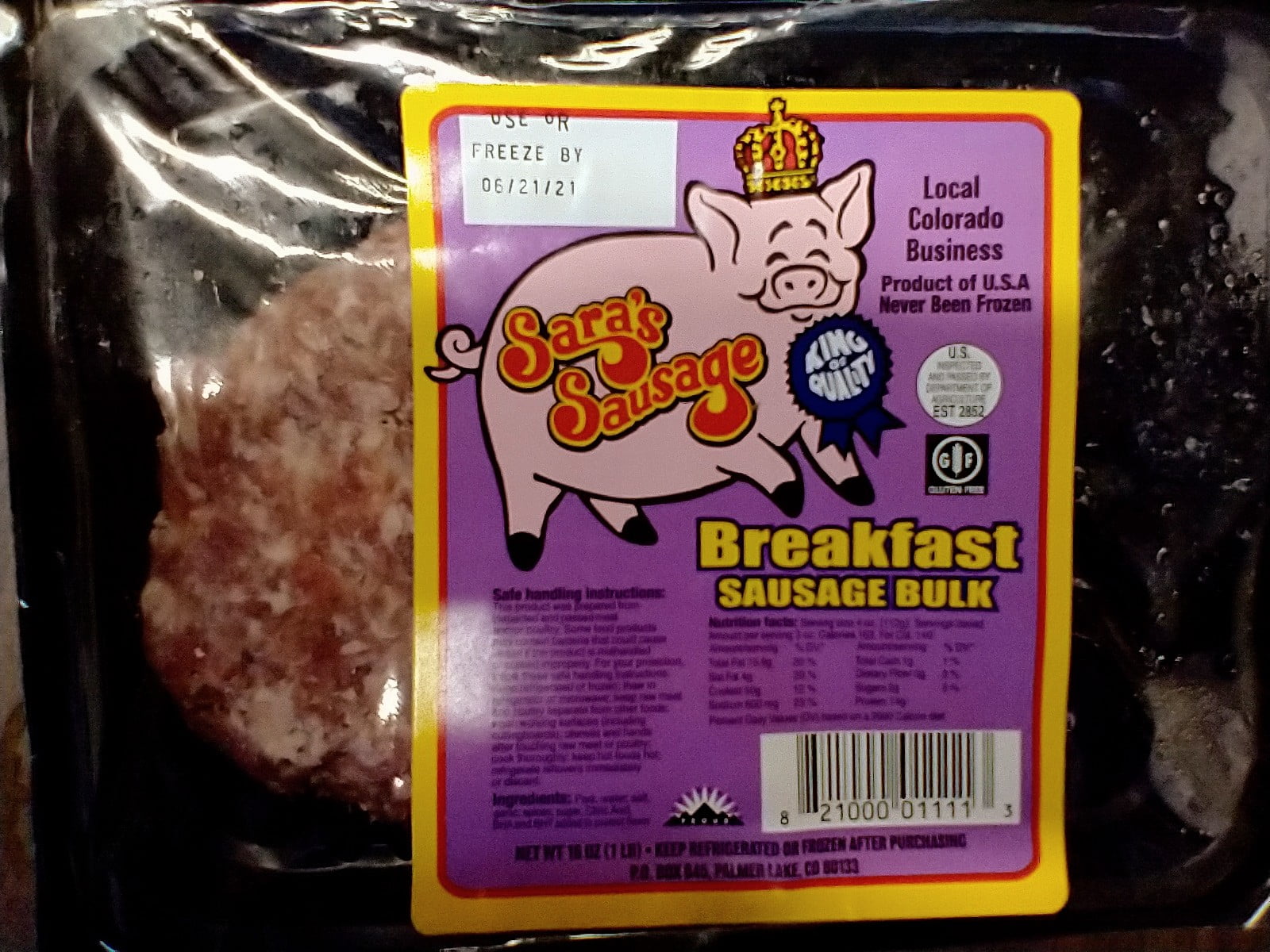 Sara's Sausage, Pork Breakfast Bulk Sausage, 16oz. (Fresh)