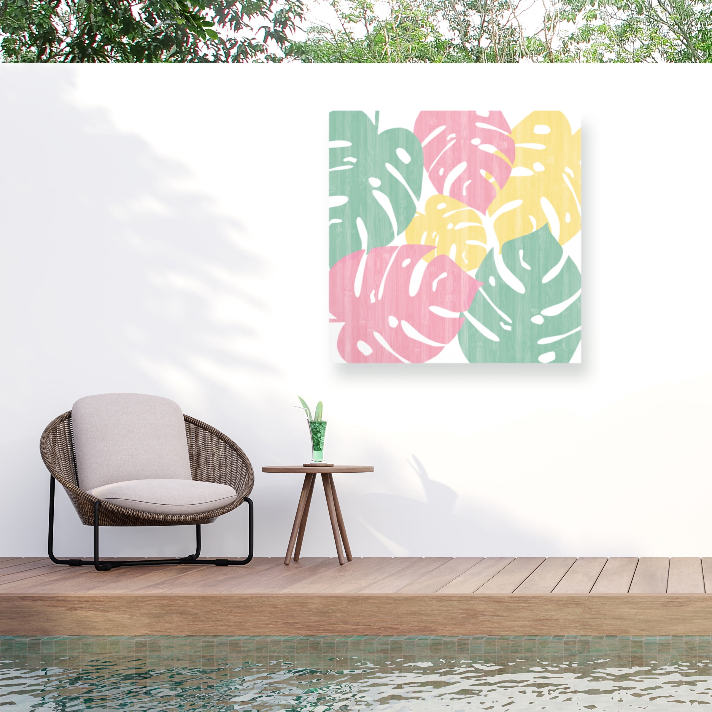 Sarah Adams 'Monstera II Bright on White' Outdoor Canvas 14x12
