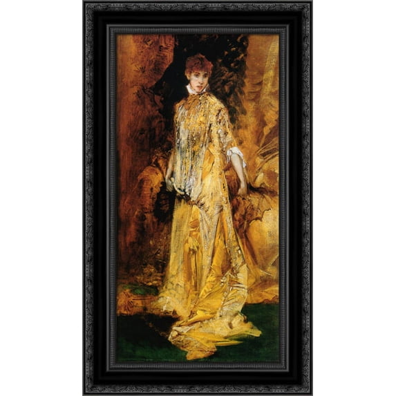 Sarah Bernhardt 16x24 Black Ornate Wood Framed Canvas Art by Makart, Hans