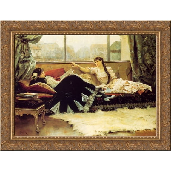 Sarah Bernhardt and Christine Nilsson 24x18 Gold Ornate Wood Framed Canvas Art by Julius LeBlanc Stewart