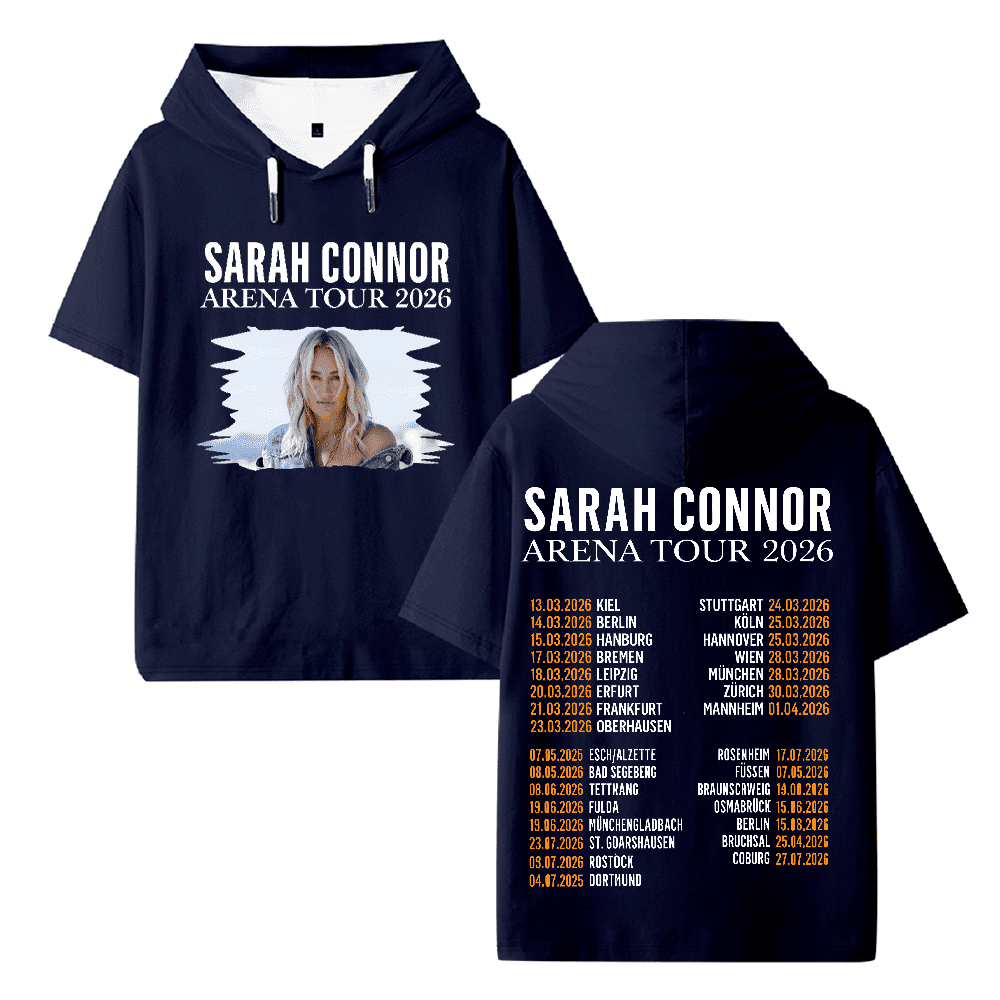 Sarah Connor Merch Arena Tour Hooded T-Shirt Casual Short Sleeve ...
