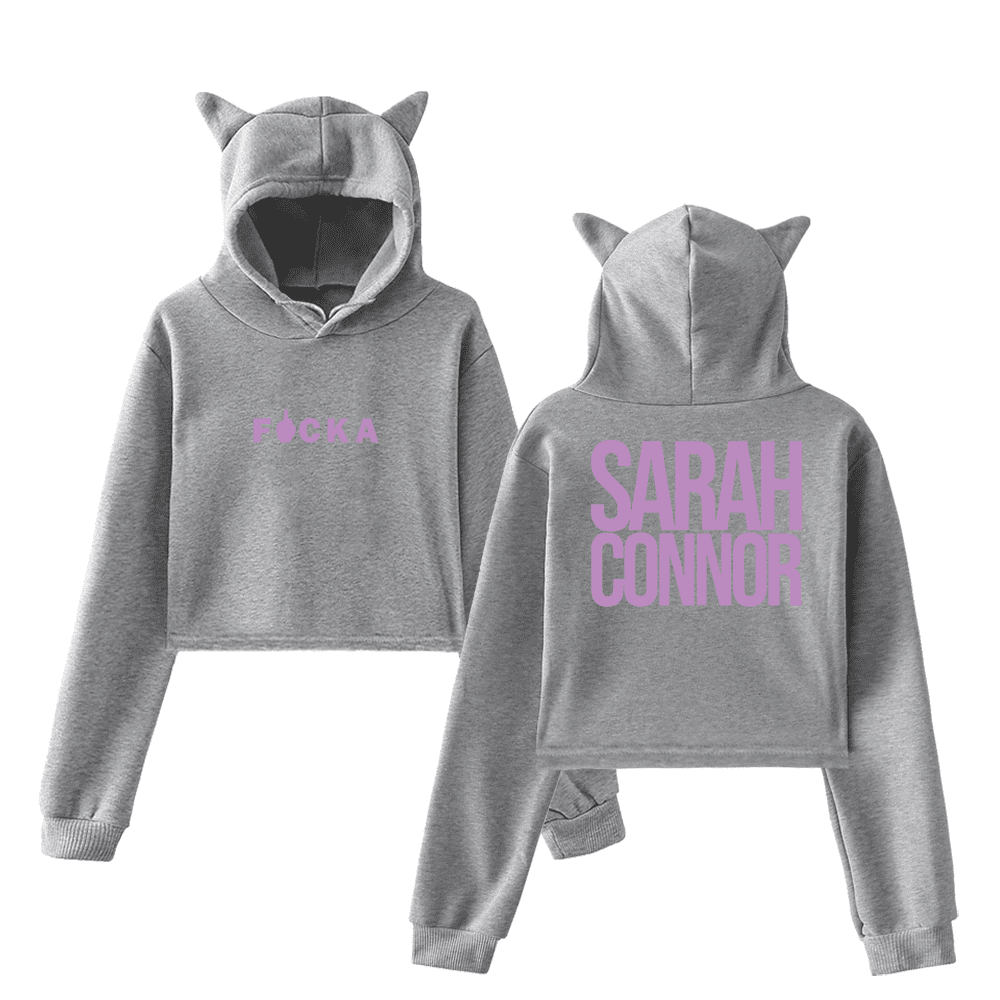 Sarah Connor Merch Classic Girl's Cute Cat Ear Cropped Pullover Hoodie ...