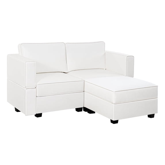 Sarah Convertible Sectional Sofa with Chaise Air Leather L Shaped Sofa Couch Modular Sectional Sofa with Storage- White