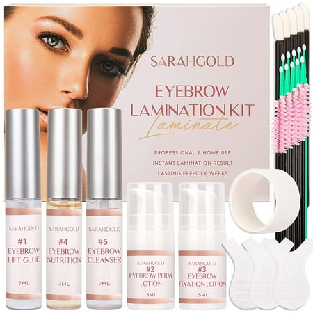 Sarah Gold Brow Lamination Kit for Fuller, Thicker Brows - DIY At Home Perm Lasts 6-8 Weeks