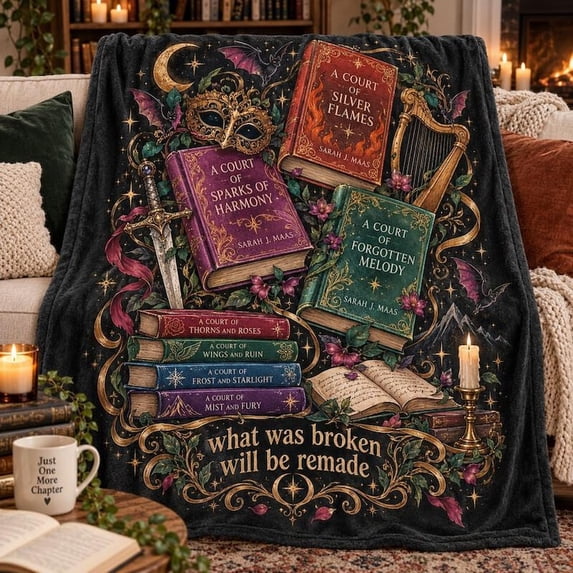 Throw Roses Book Sarah J Maas ACOTAR Flannel Blanket, A Court of Thorns and Roses Book ...