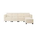 thumbnail image 1 of Sarah L-Shaped Sofa with Storage Seat Fabric Modular Sectional Couch Reversible Chaise L Couch Sectionnal Sofa, Beige- Air Leather, 1 of 11