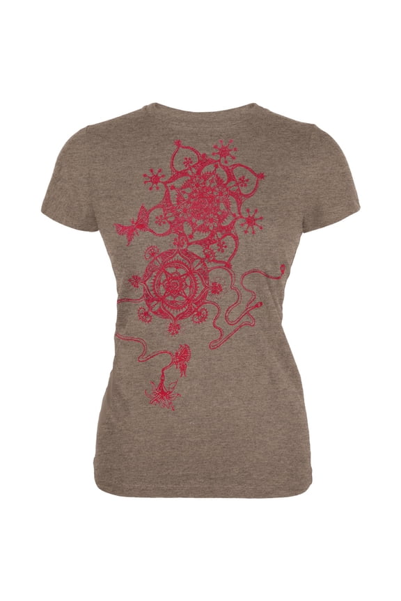 Women's Juniors Floral Print Short Sleeve T Shirt