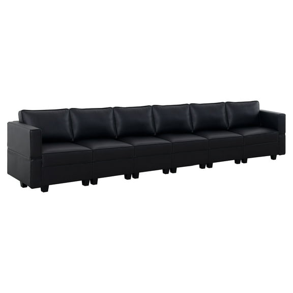 Naomi Home Sarah Contemporary DIY Sofa Collection-Color:Black,Fabric:Air Leather,Style:6 Piece Modular Sectional