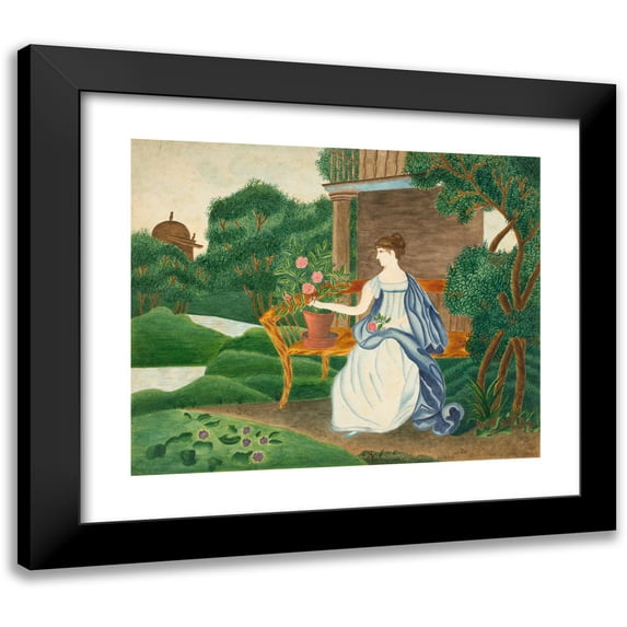 Sarah P. Wells 17x15 Black Modern Framed Museum Art Print Titled - Woman in a Garden (19th Century)