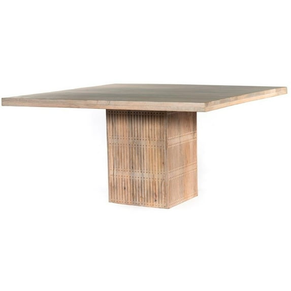 Sarah Solid Mango Wood 60" Square Dining Table in Brushed Ivory