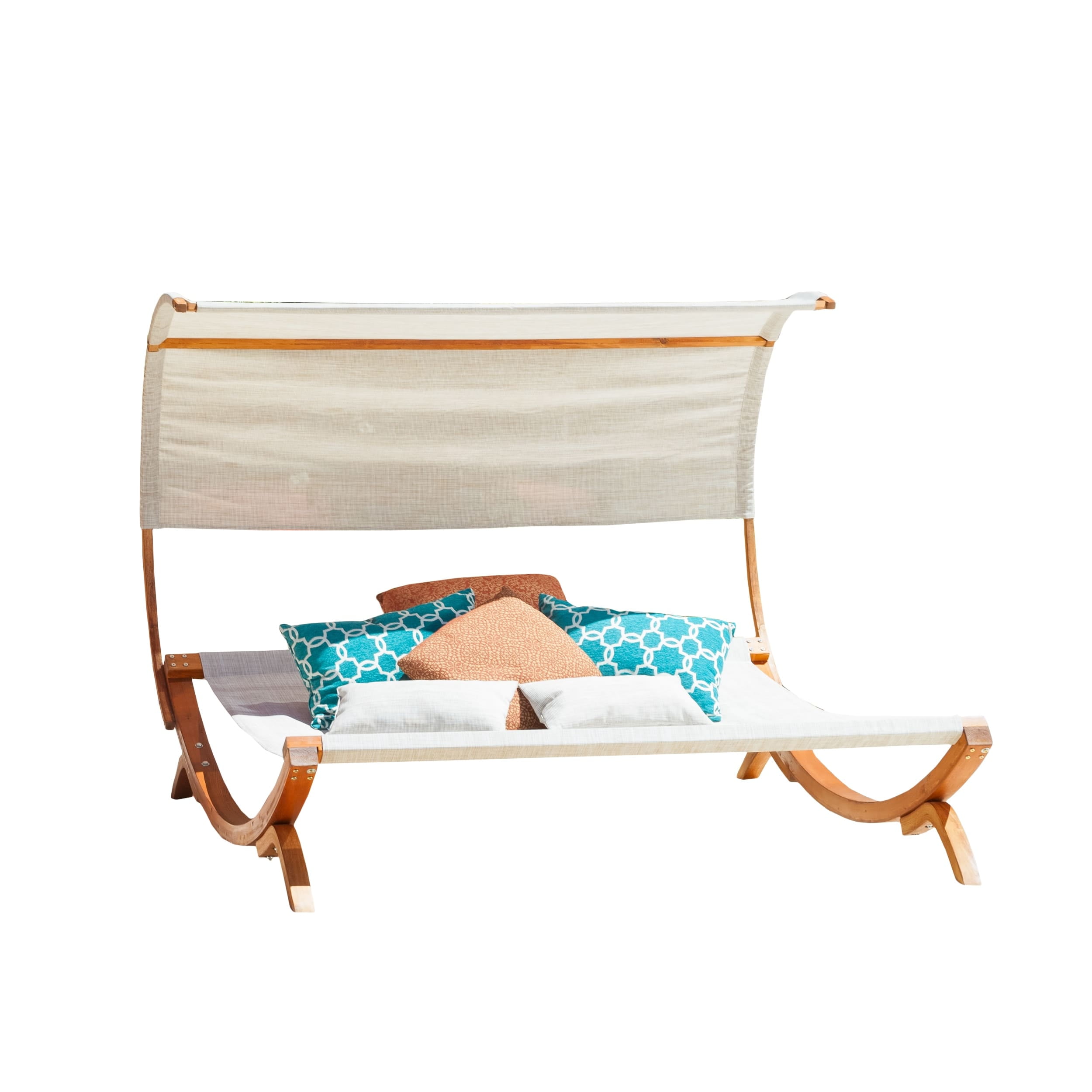 Sarah Brown Larch Wood Hanging Daybed with Cushions