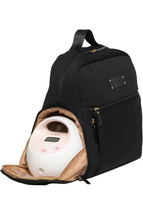 Fiona Breast Pump Backpack, Machine Washable Neoprene Bag with Insulated Milk Storage, Laptop Pocket & Adjustable Straps (Black)