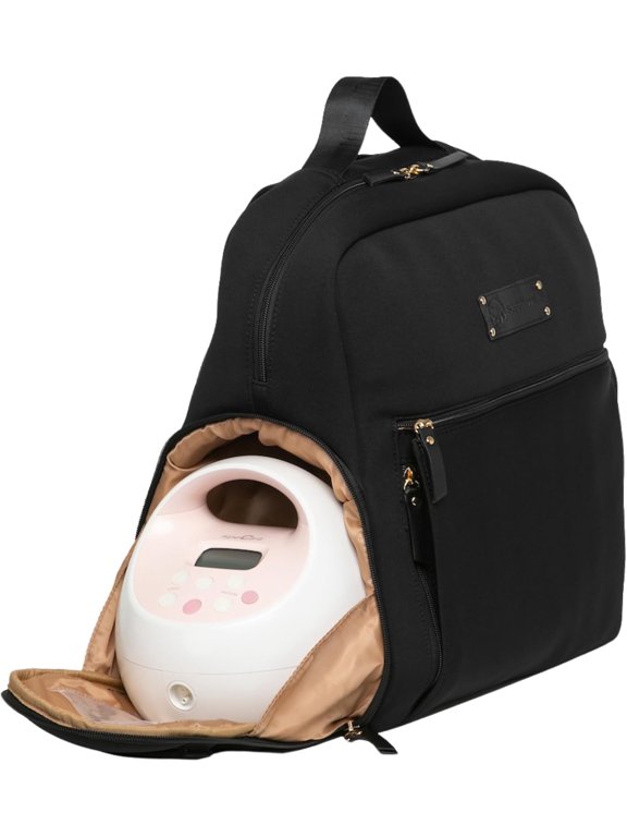 Fiona Breast Pump Backpack, Machine Washable Neoprene Bag with Insulated Milk Storage, Laptop Pocket & Adjustable Straps (Black)