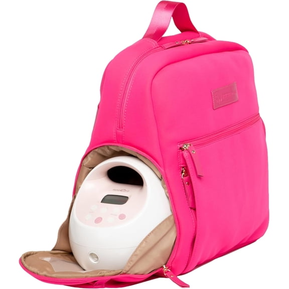 Sarah Wells Fiona Breast Pump Backpack, Machine Washable Neoprene Bag with Insulated Milk Storage, Laptop Pocket & Adjustable Straps (Hot Pink)