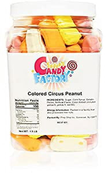 Sarah's Candy Factory Assorted Circus Peanuts Marshmallow | Spangler Retro Candy in a jar, 1.5 Lbs