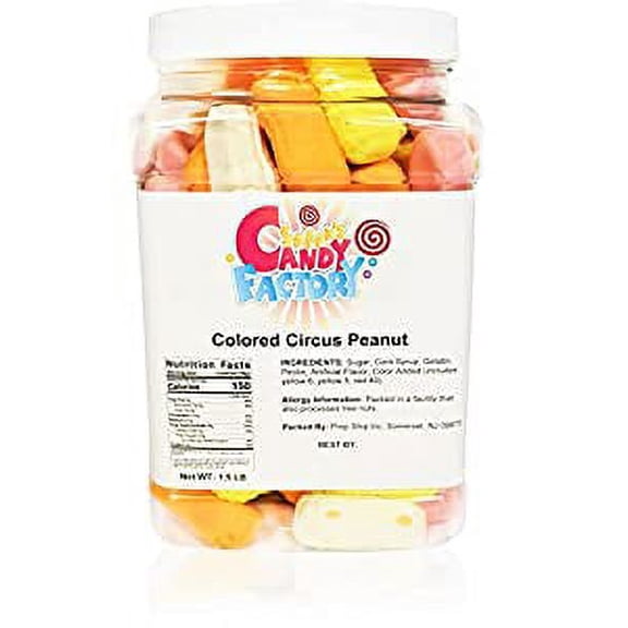 Sarah's Candy Factory Assorted Circus Peanuts Marshmallow | Spangler Retro Candy in a jar, 1.5 Lbs