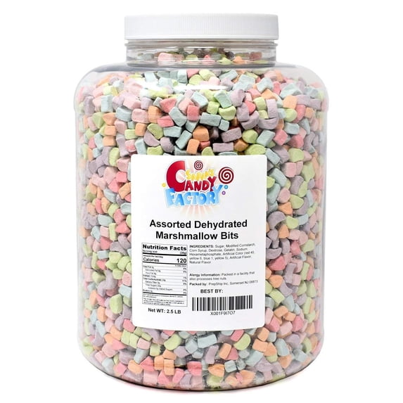 Sarah's Candy Factory Assorted Dehydrated Marshmallow Bits in Jar, 2.5 Pounds