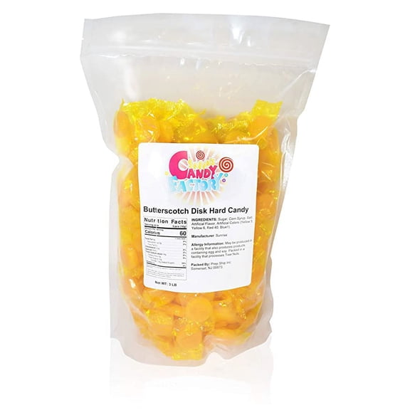 Sarah's Candy Factory Butterscotch Discs Hard Candy in Resealable Bag 3 Lbs