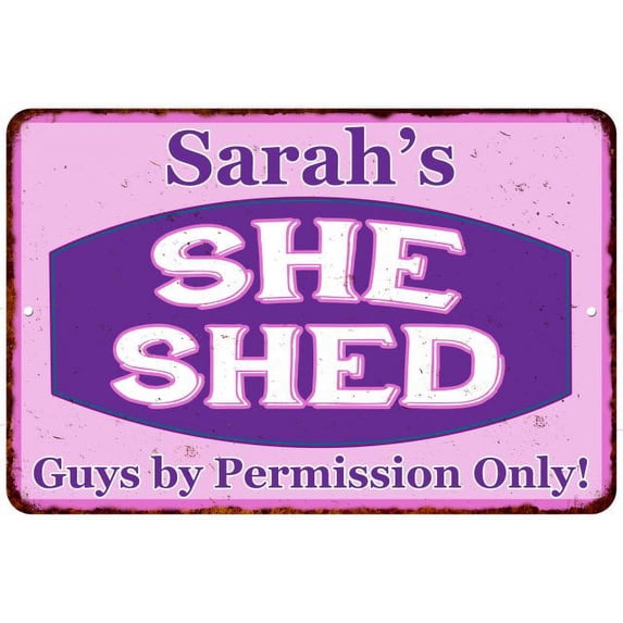 Sarah's Purple & Pink SHE SHED Vintage Sign 12x18 Woman Wall Décor 112180040100