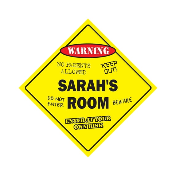 Sarah's Room Sign Crossing Zone Xing | Indoor/Outdoor | 17" Tall kids bedroom decor door children's name boy girl