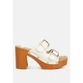 thumbnail image 1 of Sarai Buckle Straps High Block Heel Clogs In Beige, 1 of 7