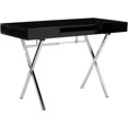 thumbnail image 1 of Sarai Wood Top Metal Base Computer Desk in Black/Chrome with Pull-Out Keyboard, 1 of 8