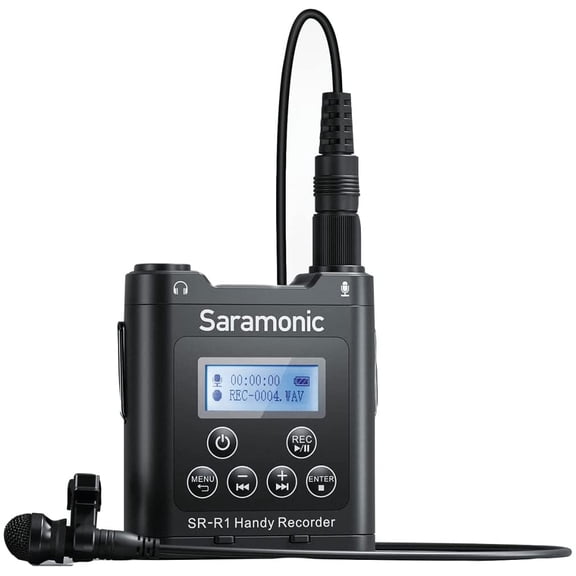 Saramonic SR-R1 Belt Pack Stereo Recorder w/ 3.5mm Mic or Line Input, Headphone Out, DK3A Lavalier & Pouch