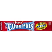 Saran Cling Plus Clear Plastic Food Wrap, 200 Sq Ft Roll
